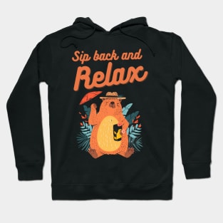 Sip Back and Relax: Capybara's Tropical Retreat Hoodie